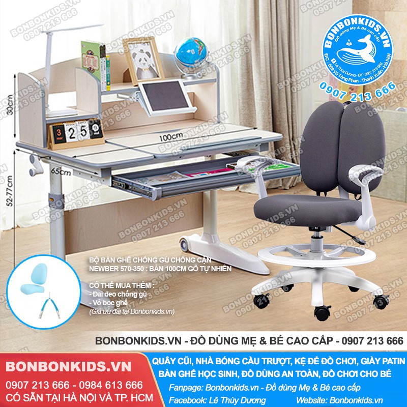 Bộ Bàn Ghế Học Sinh Cao Cấp Newber G570-350 (Bàn 100cm gỗ tự nhiên) | BigBuy360 - bigbuy360.vn