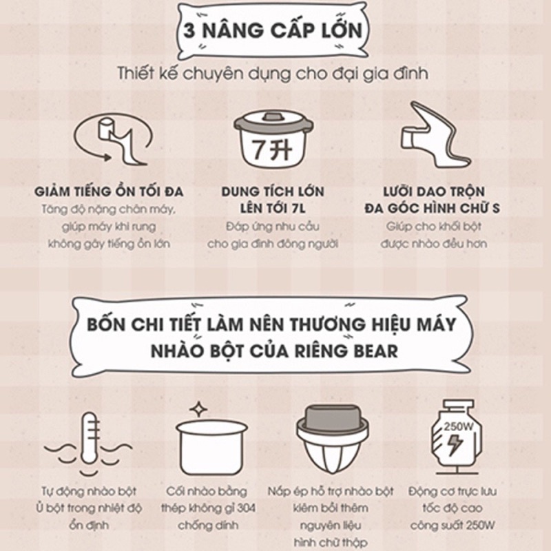 Máy nhồi bột, nhào bột ủ bột Bear 7L A70C1 chính hãng