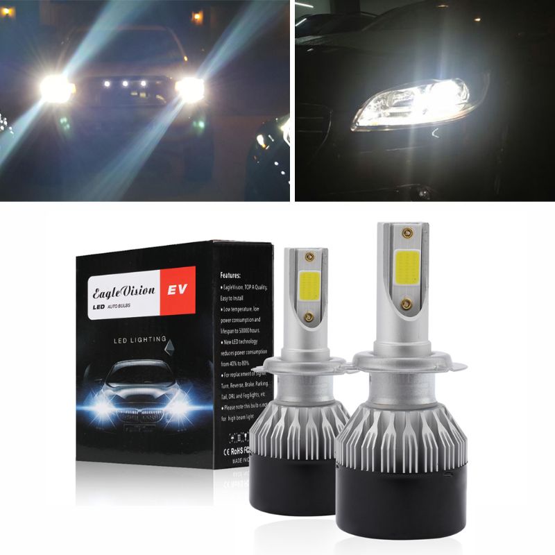 Set 2 Đèn LED Sương Mù 5000Lm 12V 40W COB H7 Cho Xe Hơi