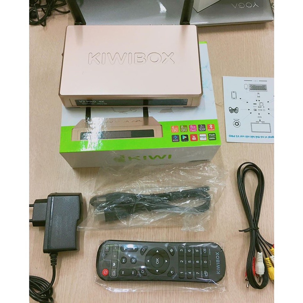 Tivi Box Kiwi V3 Pro - Chip 4X Ram 2GB Bluetooth 4.0 Tặng Chuột Không Dây Forter