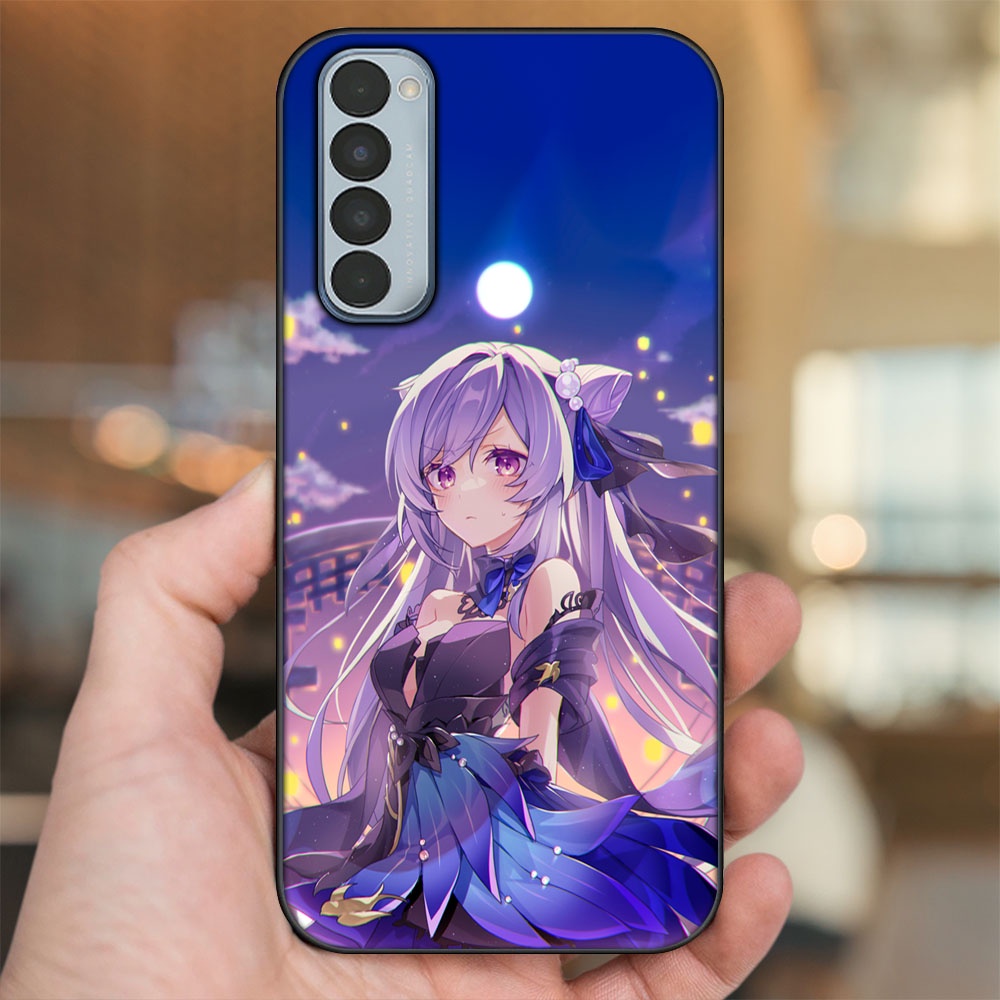 Ốp lưng Oppo Reno 4 Pro viền đen in hình Keqing Genshin Impact