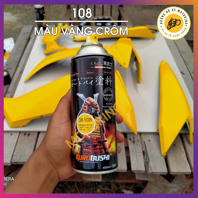 Sơn Samurai màu vàng Crôm 108 chai sơn xịt chuyên dụng dành cho sơn xe máy