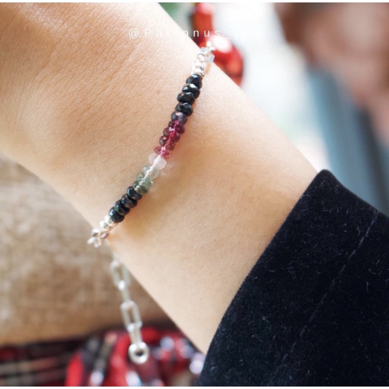 Vòng Tay Tourmaline Ombre Mix Dây Bạc VTTOMDB22A Patronus
