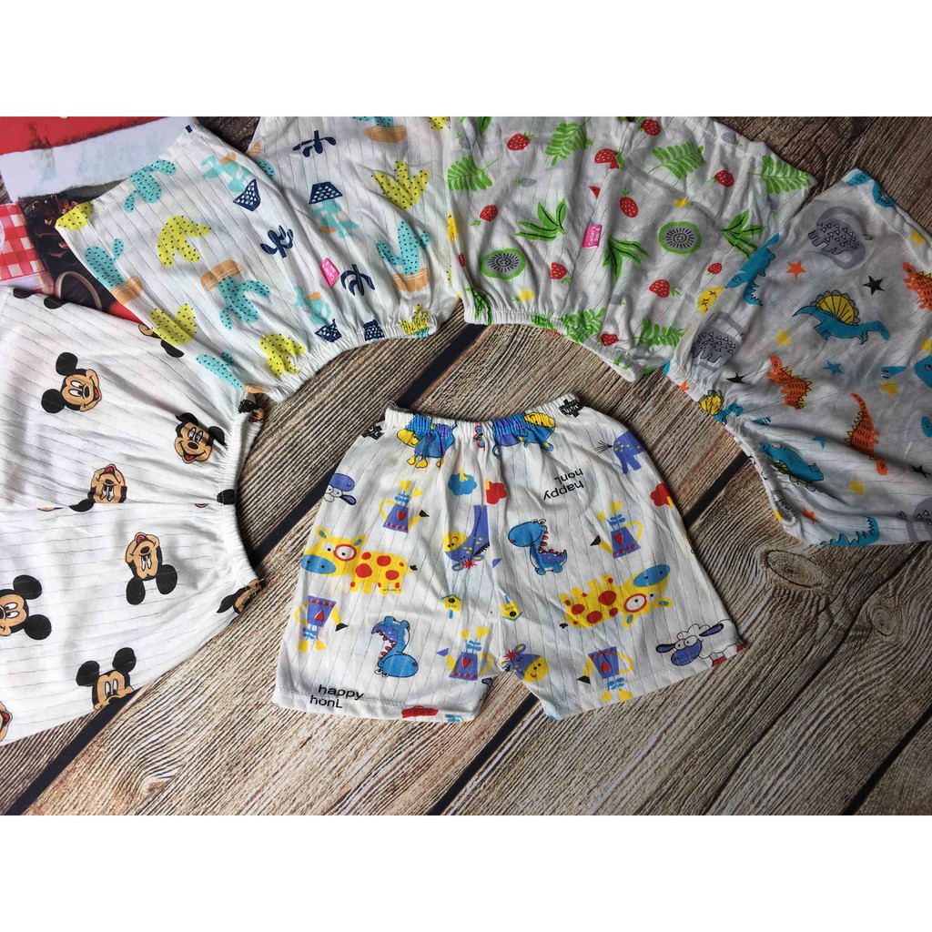 combo quần đùi trục cotton giấy cho bé trai và giá từ 3 đến 15 kg -10 cái