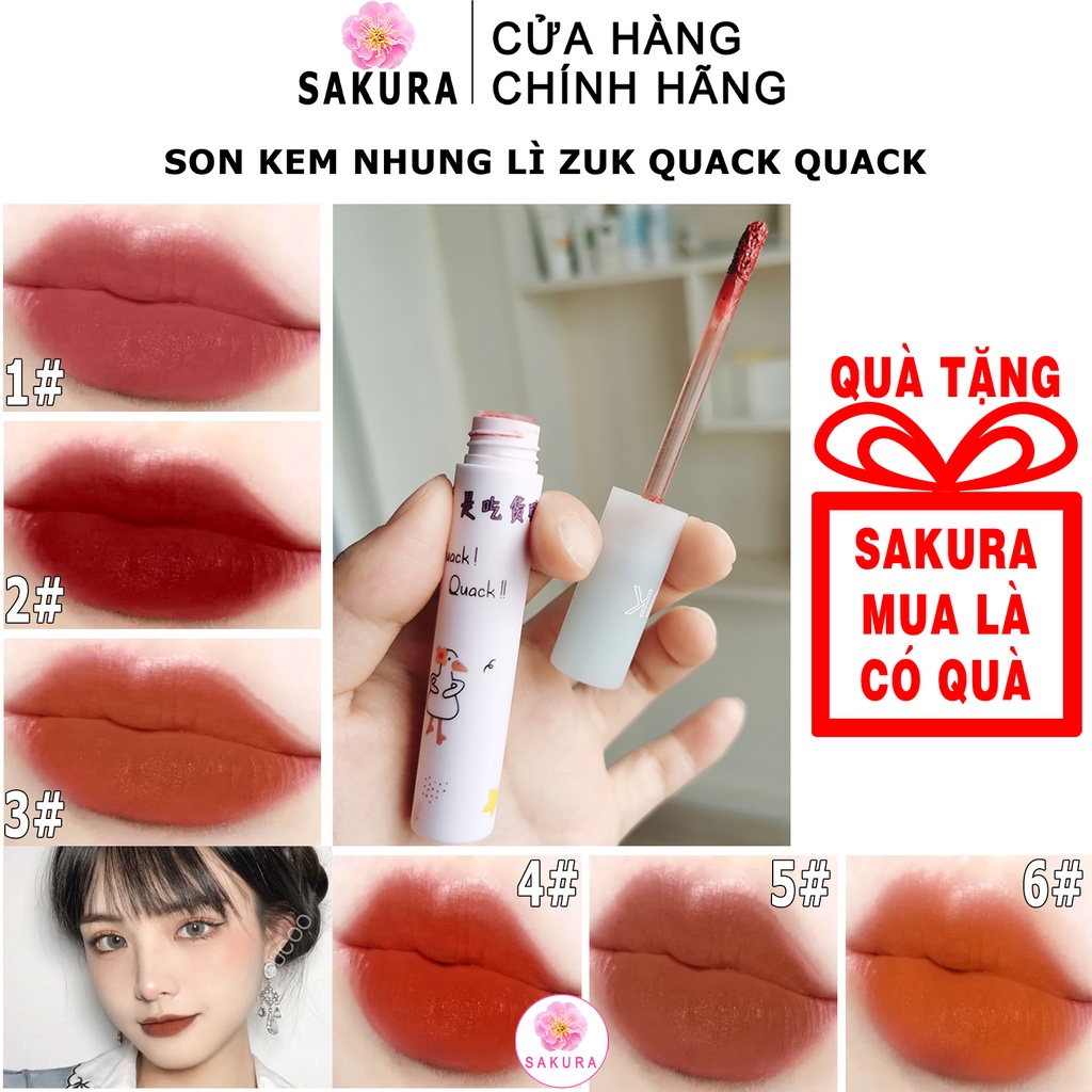 Son tint kem lì môi zuk dưỡng ẩm nhung mịn mềm lâu trôi cao cấp nội địa trung SAKURA