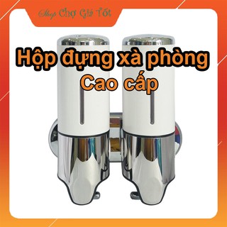 Hộp đựng nước rửa tay xà phòng gắn tường đôi 500ml/bình (Loại gạt)
