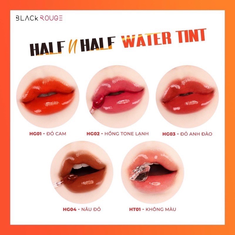 Son Kem Black Rouge Half N Half Water Velvet/  Water Glow/ Tangle Bóng 3.5gr Hàn Quốc chính hãng