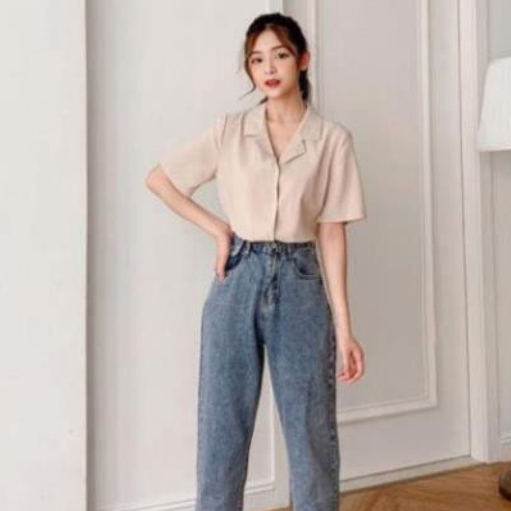 Áo nữ cổ danton, Áo sơ mi nữ tay ngắn phong cách Hàn Quốc, có nhiều màu, đủ size | BigBuy360 - bigbuy360.vn