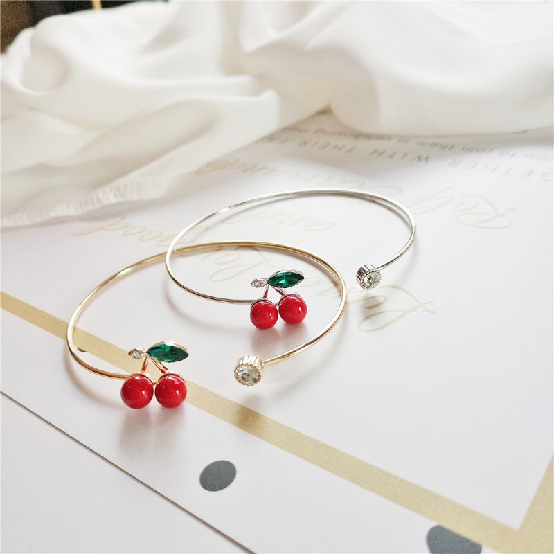 Vòng tay nữ mạ bạc S925 - Lắc tay nữ mạ bạc Ý Double Cherry dễ thương, xinh xắn ZaZa accessories
