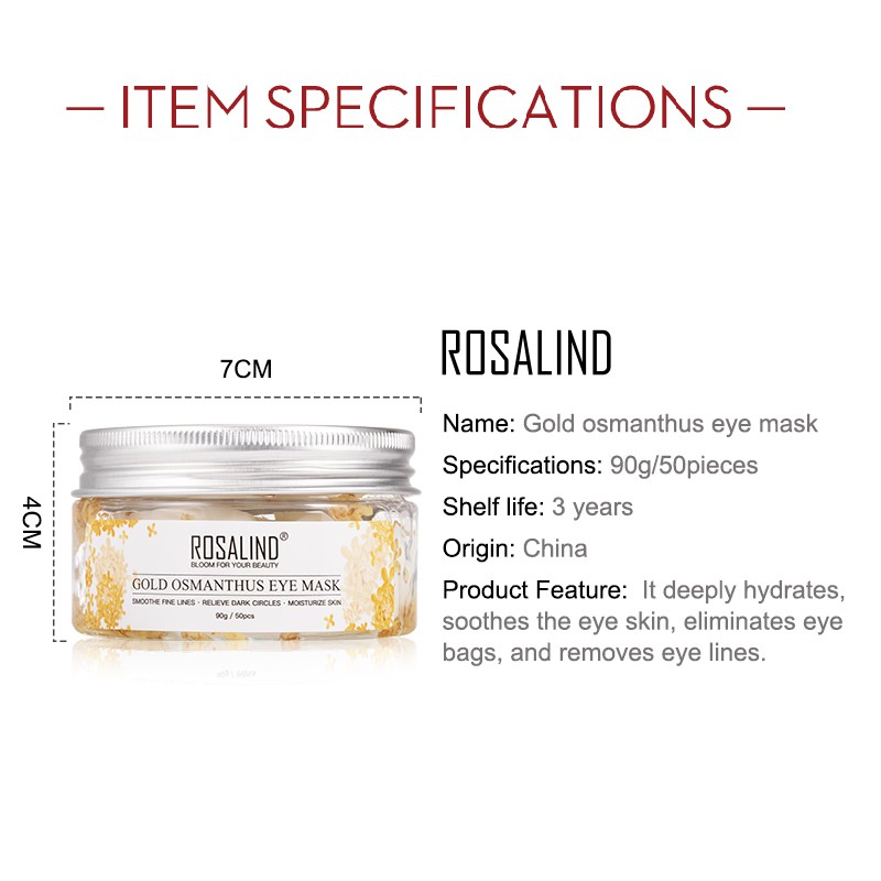 Bộ 50 mặt nạ mắt vàng hoa mộc thương hiệu ROSALIND | BigBuy360 - bigbuy360.vn
