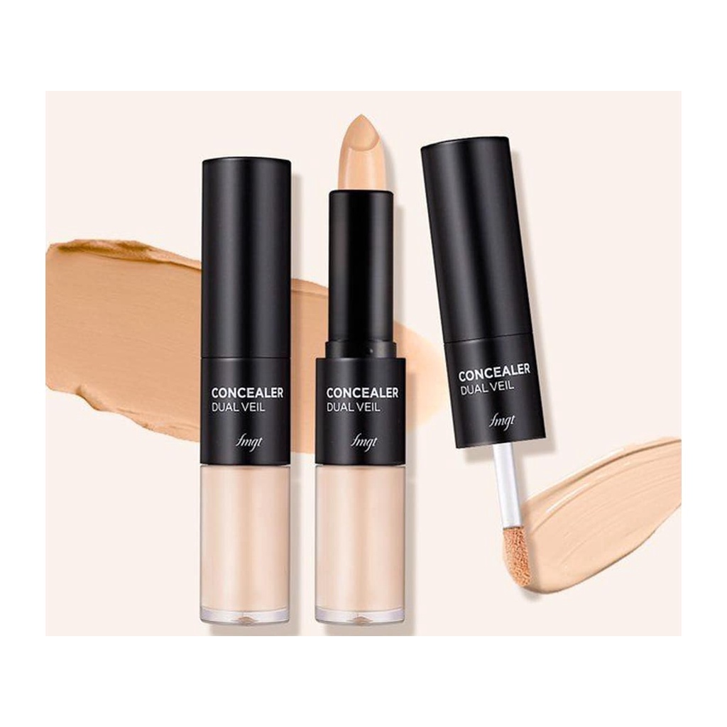 [CHÍNH HÃNG] Che khuyết điểm 2 đầu che quầng thâm mụn đốm nâu tàn nhang The Face Shop fmgt Concealer Dual Veil 4.3g/3.8g