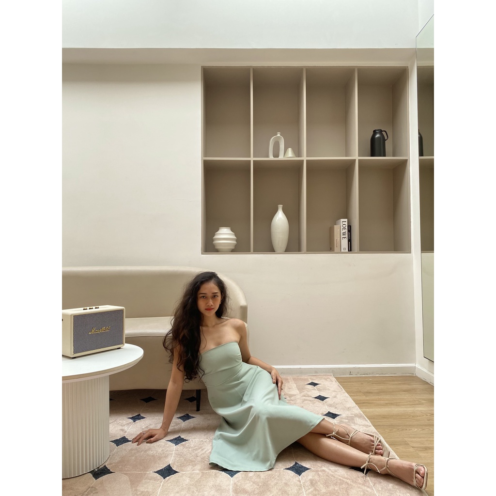 Đầm cup xanh min TIEUDESIGN phom midi