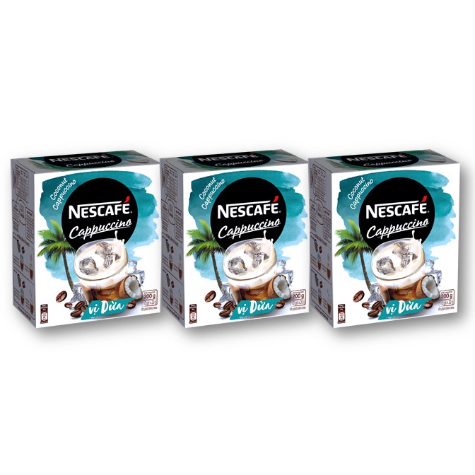 Combo 3 hộp Cà phê hòa tan NESCAFÉ Cappuccino Vị Dừa (Hộp 10 gói x 20g) x3