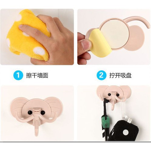 Bộ 3 chiếc móc dính tường hình chú voi - móc dán tường treo đồ đa năng ( màu ngẫu nhiên )