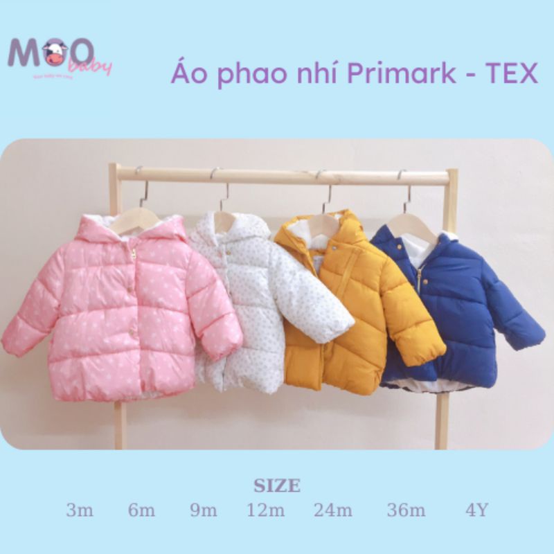 Áo khoác phao bé trai, Áo khoác phao bé gái xuất dư xịn Primark - TEX size 3m đến 4Y