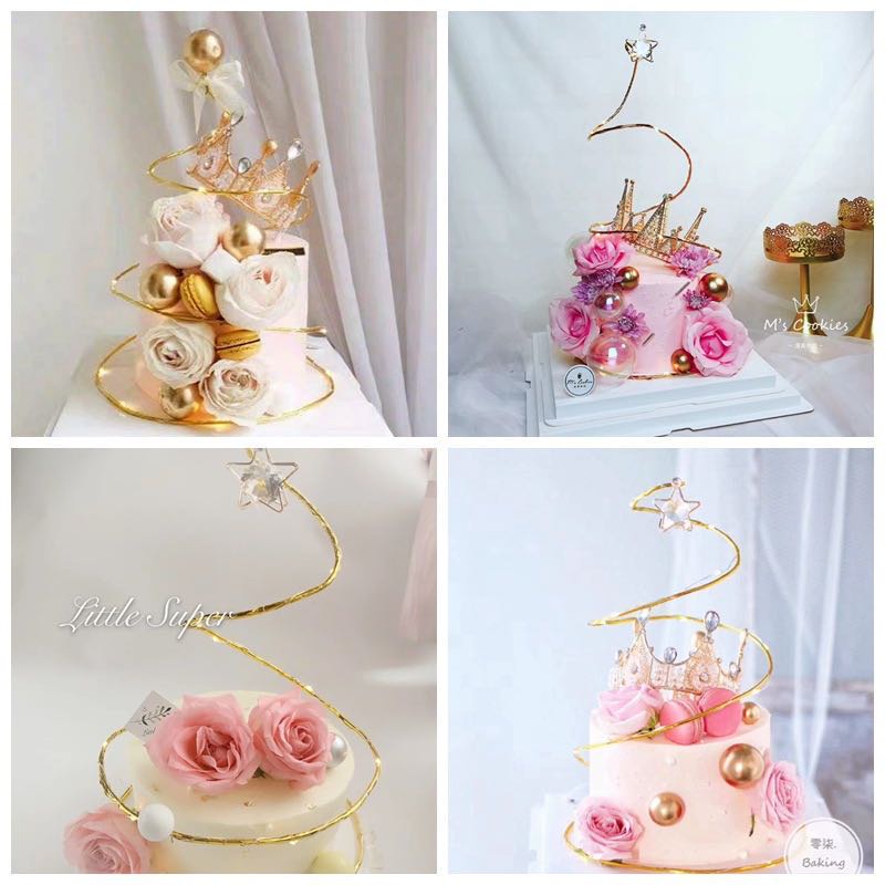 Phụ kiện trang trí bánh kem hình ngôi sao và quả cầu vàng cho tiệc cưới/sinh nhật độc đáo