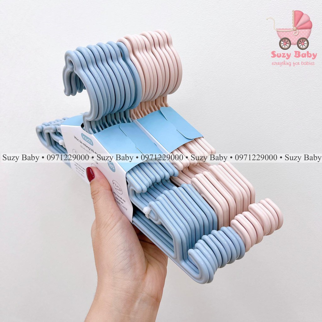 Set 10 Móc quần áo trẻ em Inochi  nhựa cao cấp Nhật - mắc quần áo cho em bé, trẻ sơ sinh