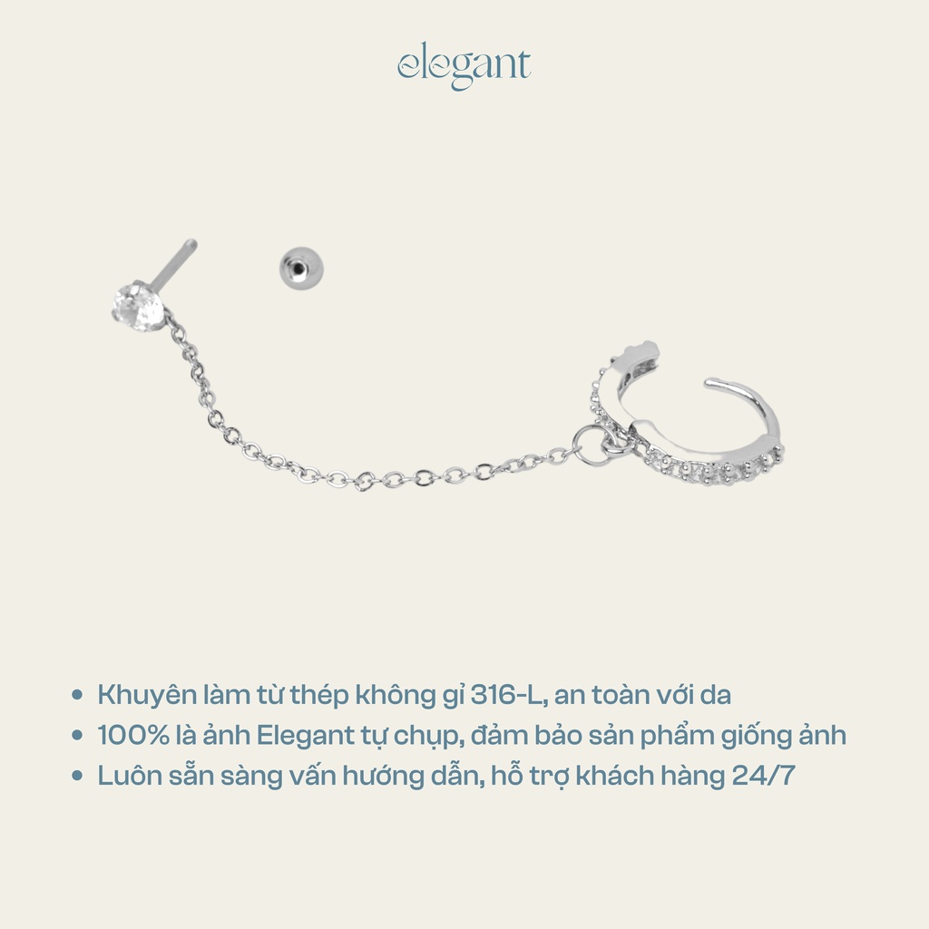 Khuyên tai vòng xích và đá CRYSTAL CHAIN HOOP Elegant