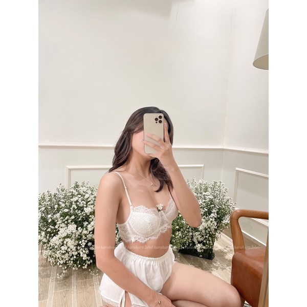 CHLOE | haruharu.label | Áo bralette ren mi trắng, áo lót, lingerie, áo có gọng | BigBuy360 - bigbuy360.vn