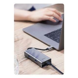 Hub Chuyển đa năng Baseus 5 in 1 (Type-C to 2xUSB3.0+HDMI+PD+TF/SD+LAN)