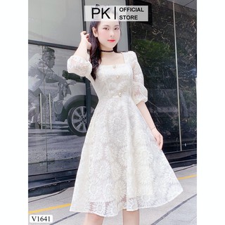 Váy Xoè Trắng Hoa Cúc V1641 🌸FREESHIP🌸 Chất Liệu Ren Nhật - PK's House (Ảnh thật trải sàn do shop tự chụp)