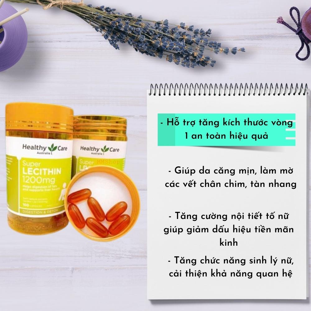 Mầm đậu nành Úc Healthy Care Super Lecithin đẹp da, đào thải độc tố gan