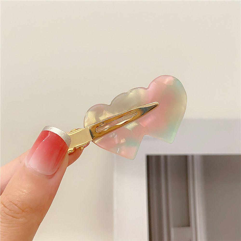 Kẹp Tóc Đính Hình Trái Tim Acetic Acid Kiểu Hàn Quốc Dễ Thương Cho Bé Gái