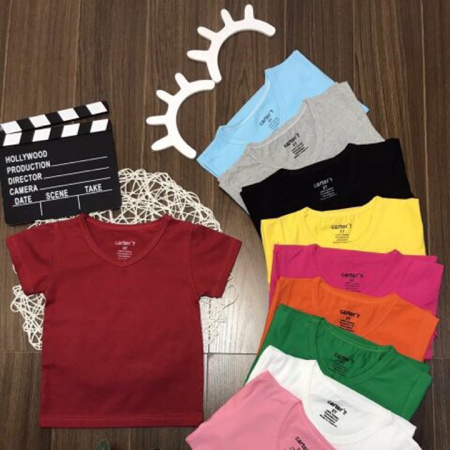 Áo thun trơn cổ tim siêu đẹp cho bé