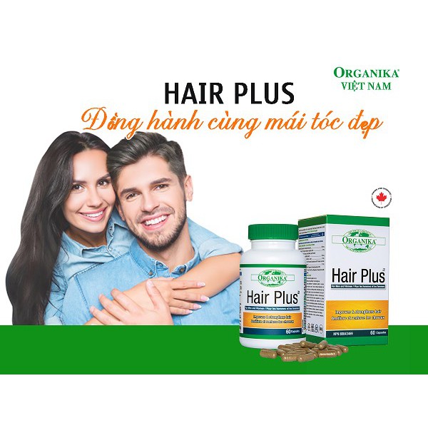 Organika Hair Plus 60 viên kích thích mọc tóc, giúp tóc chắc khỏe, chống gãy rụng, khô xơ, chẻ ngọn, hỗ trợ làm đen tóc