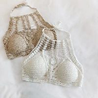Áo yếm móc len đi biển (màu nude)