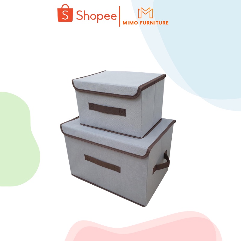 Set 2 Hộp Đựng Quần Áo Vải Cao Cấp, Thùng Lưu Trữ Đồ Đa Năng Có Nắp Đậy Tiện Ích, Hộp Vải Cứng Cáp Chống Thấm Tuyệt Đối