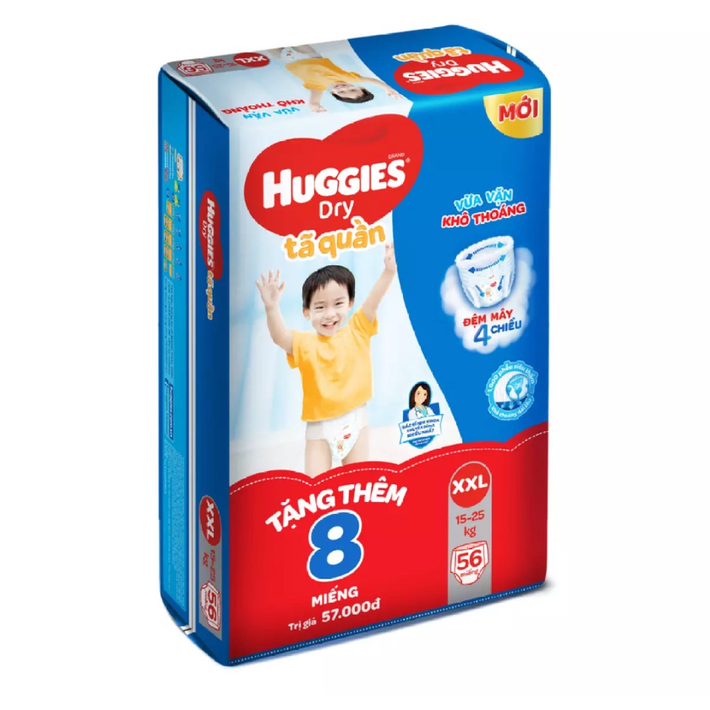 Combo 2 Tã Quần/Dán Huggies Dry Super Jumbo M74/L68/Xl62/Xxl56