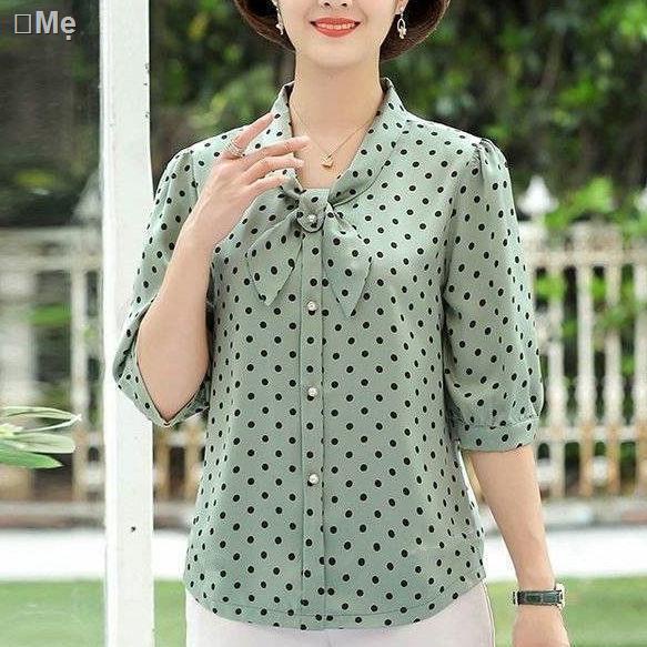 Áo Thun Tay Lửng Vải Voan Mỏng Thời Trang Mùa Hè 2021 Cho Phụ Nữ Trung Niên