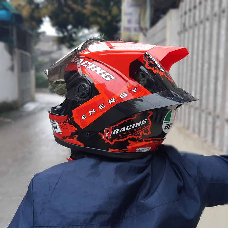 Mũ bảo hiểm fullface AGU tem racing đỏ