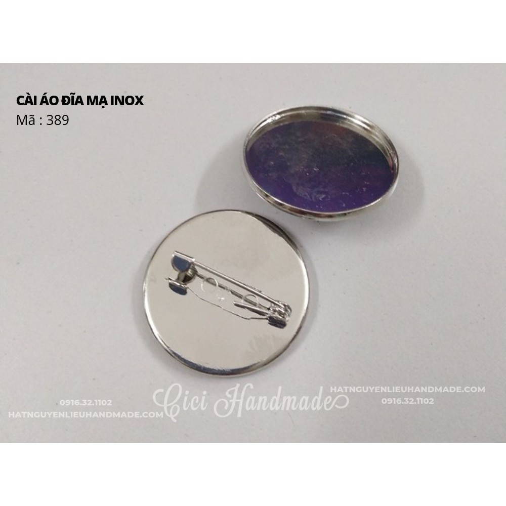 Set 5c Phôi cài áo đĩa tròn mạ inox phụ kiện cô dâu phụ kiện hạt cườm hạt đá trang sức Cici Handmade