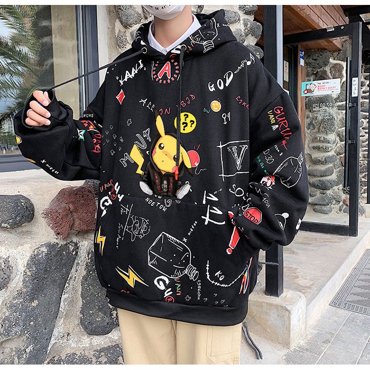 Áo hoodie pikachu siêu đẹp, chất nỉ bông dày, in tràn cho nam nữ | BigBuy360 - bigbuy360.vn
