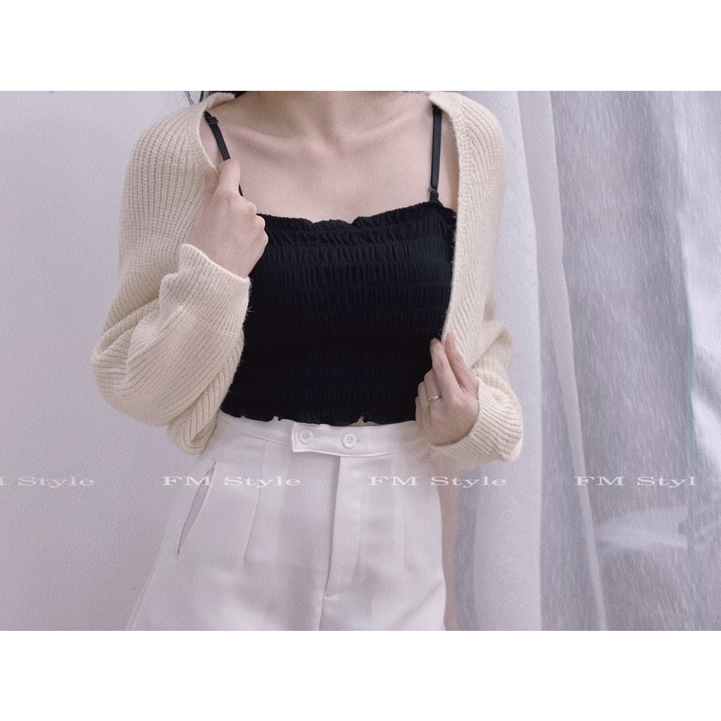 Áo khoác nữ croptop FM Style cardigan dáng ngắn tay bồng thời trang hàn quốc siêu xinh 211006080 | BigBuy360 - bigbuy360.vn