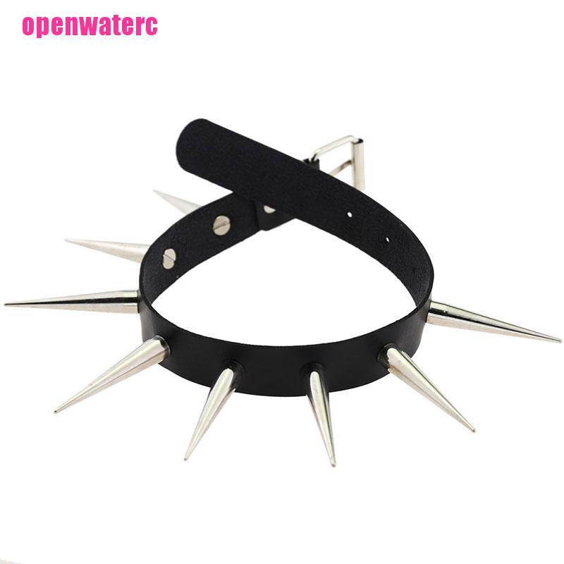 Vòng Cổ Choker Da PU Đính Đinh Tán Kim Loại Phong Cách Rock Gothic