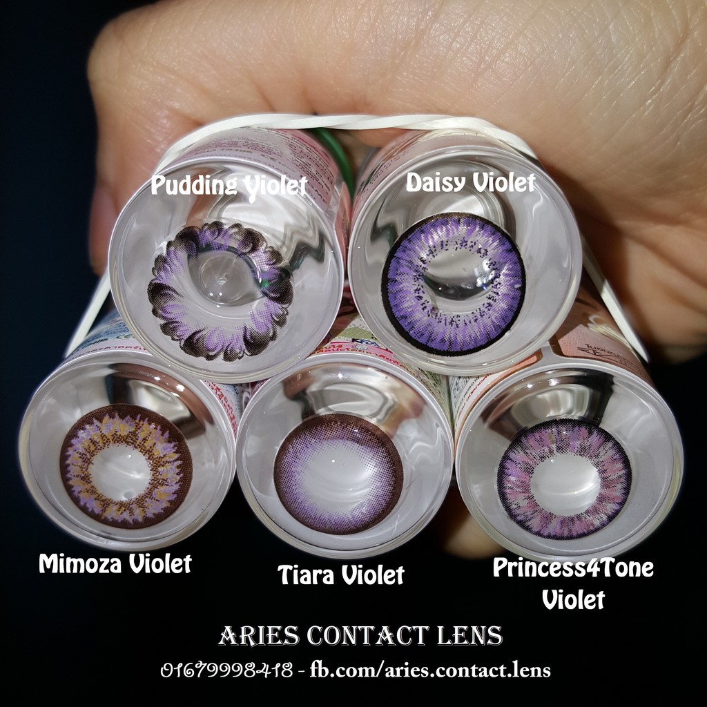 (Sỉ 50k) Lẻ Lens Thái VIOLET (tím) - Kính áp tròng 0-2-55-6 độ sỉ lẻ (Ảnh thật tự chụp)