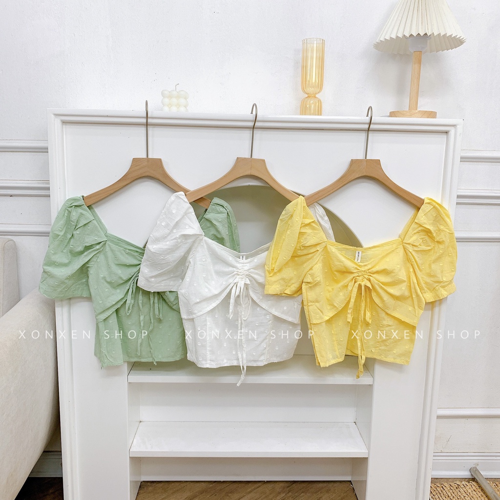 ÁO CROPTOP NỮ áo kiểu rút ngực dễ thương XONXEN SHOP freesize mã 3319