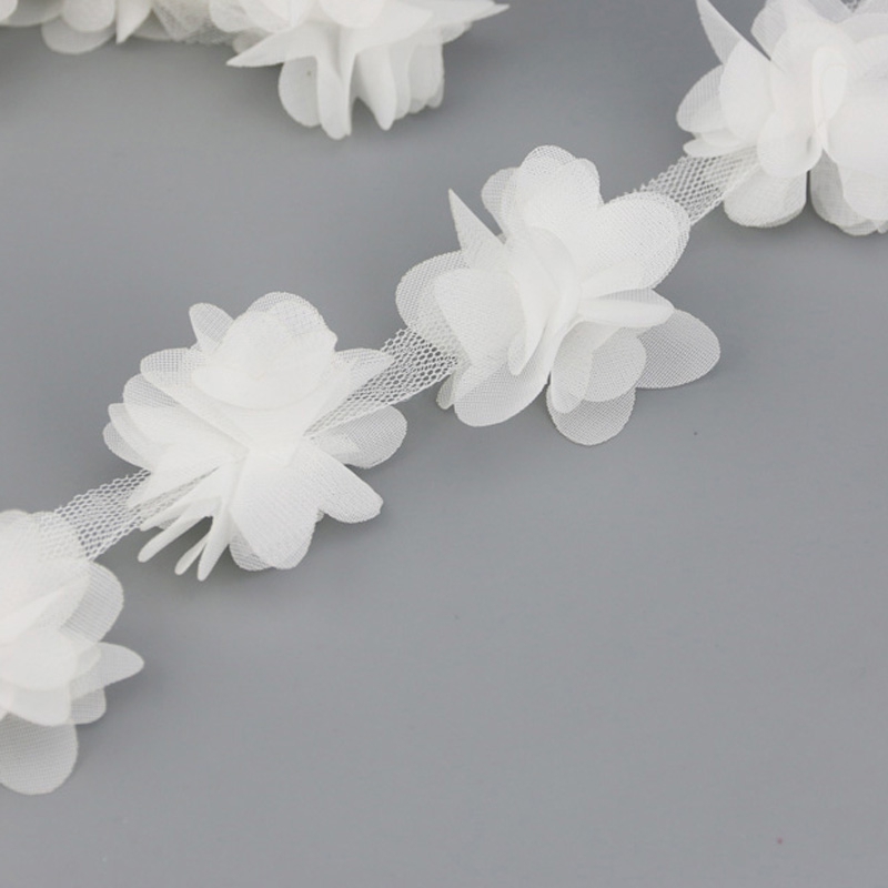 Set 60 Bông Hoa Vải Chiffon 50mm Trang Trí Tóc Cho Đám Cưới