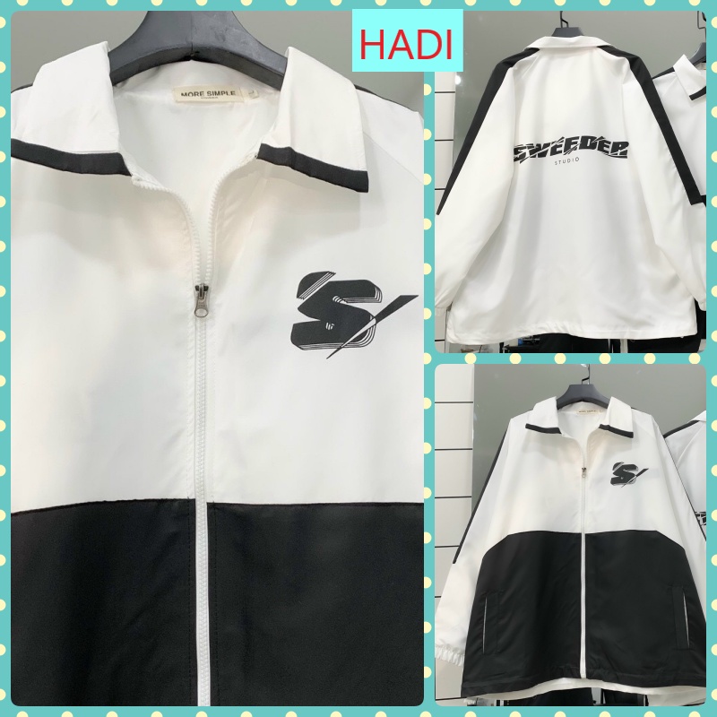 ÁO KHOÁC DÙ NAM NỮ UNISEX FORM RỘNG IN SWEDER MÀU TRẮNG PHỐI ĐEN KHÓA KÉO SIÊU PHONG CÁCH CỰC MÁT MẺ HADI