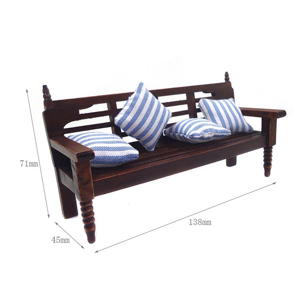YIYU Mô Hình Ghế Gỗ Mini Tỉ Lệ 1 / 12 Kèm 4 Đệm Ngồi Nhỏ Tỉ Lệ 1: 12