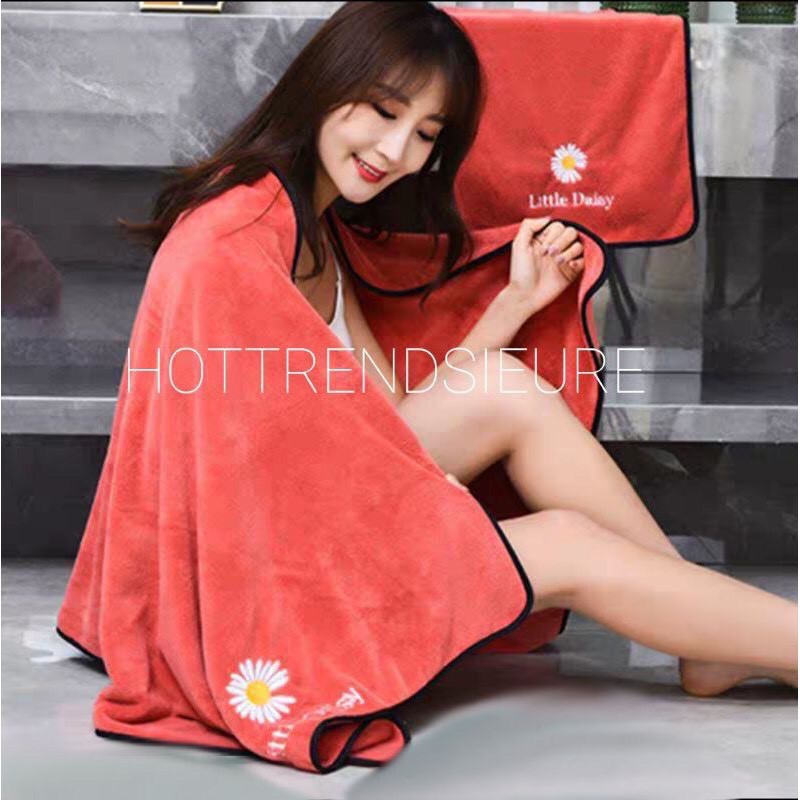 Set khăn tắm thêu hoa cúc( 2 khăn to, nhỏ)