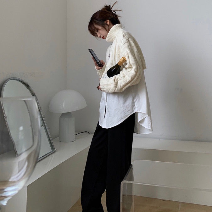 Áo Len Tay Dài Cổ Lọ Phong Cách Hàn Quốc Thời Trang Cho Nữ