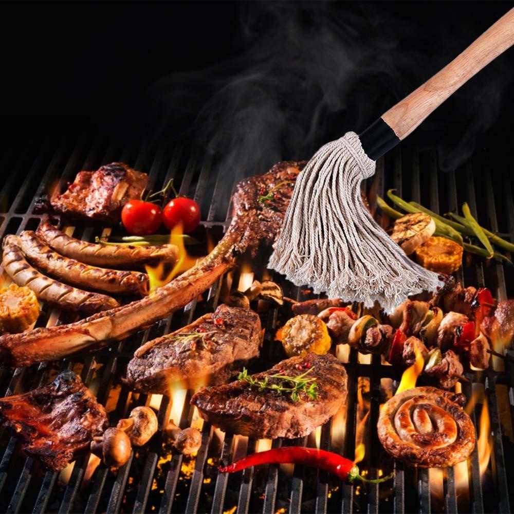 Cọ Quét Dầu Tay Cầm Dài Bằng Gỗ Có Thể Tái Sử Dụng Kèm 4 Đầu Thay Thế Tiện Lợi