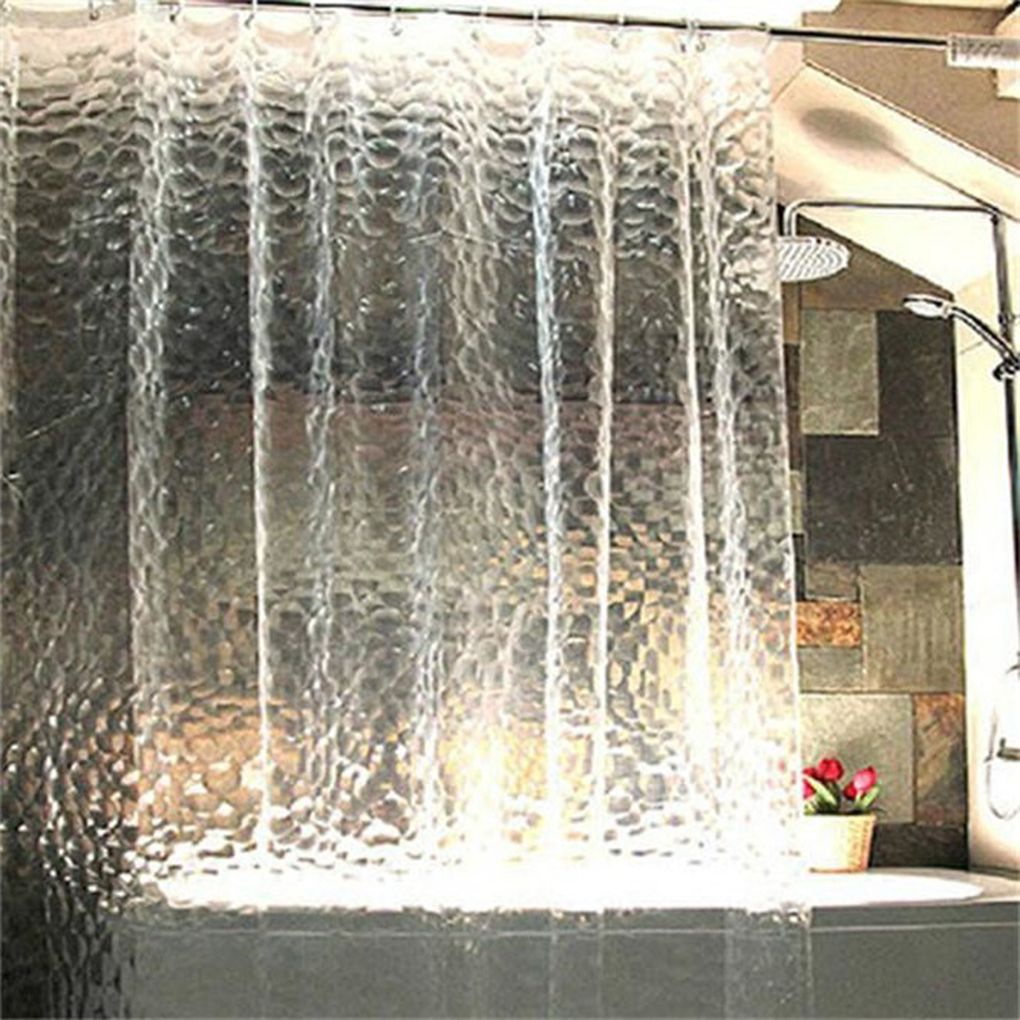 [CHOO] Clear Shower Curtain Bathroom Screen Thickened 3D Transparent Waterproof with Hooks EVA Home Supplies