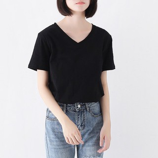 [ Hàng Quảng Châu ] Áo Thun Nữ, Áo Phông Nữ Cổ Tim Cotton Co Giãn