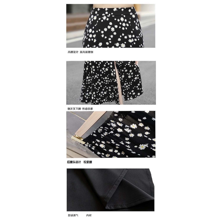 Chân Váy Voan Đuôi Cá Dài Lưng Cao Xẻ Tà In Hình Hoa Cúc Nhỏ N282 Cho Trẻ Em