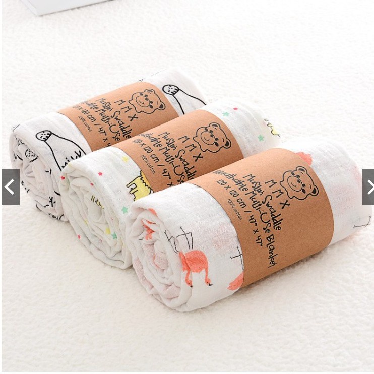 Khăn tắm sợi tre Muslin 2 lớp cho bé sơ sinh kích thước 110 x 110 cm